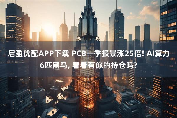 启盈优配APP下载 PCB一季报暴涨25倍! AI算力6匹黑马, 看看有你的持仓吗?